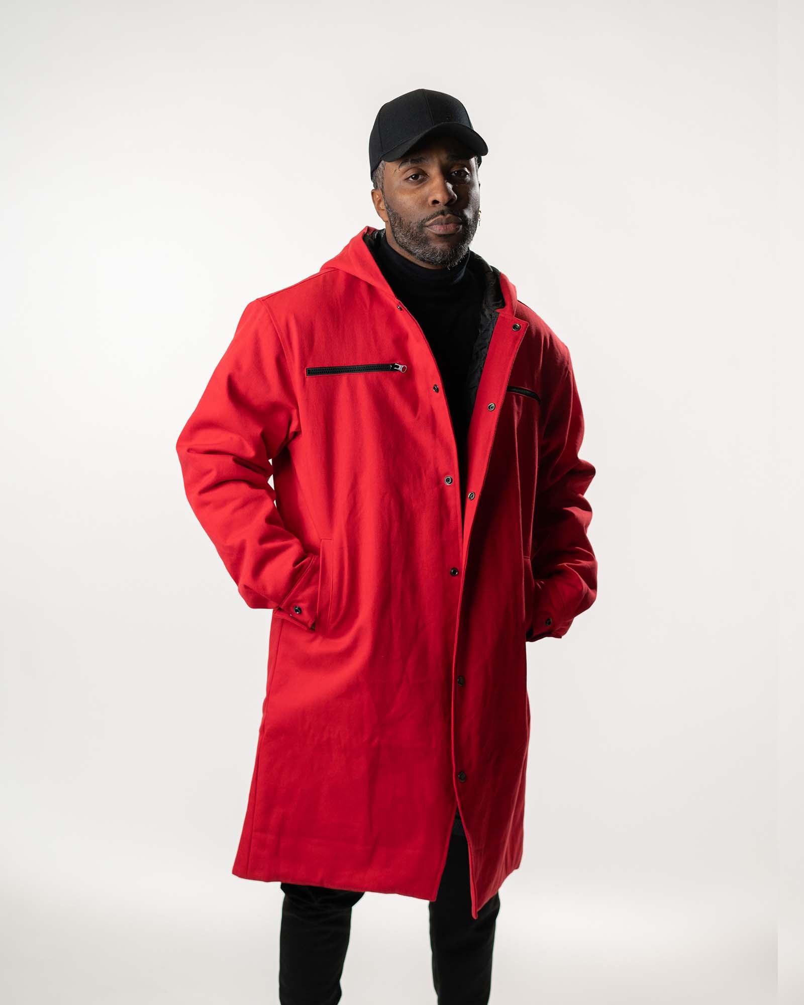 Centered front view of the Edward Elric jacket emphasizing the oversized streetwear fit.
