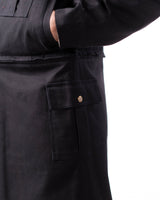 Side view showing the deep utility waist pocket on the black side.