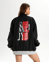 Reversed Side B back view of the Kill la Kill bomber jacket with big Ryuko graphic