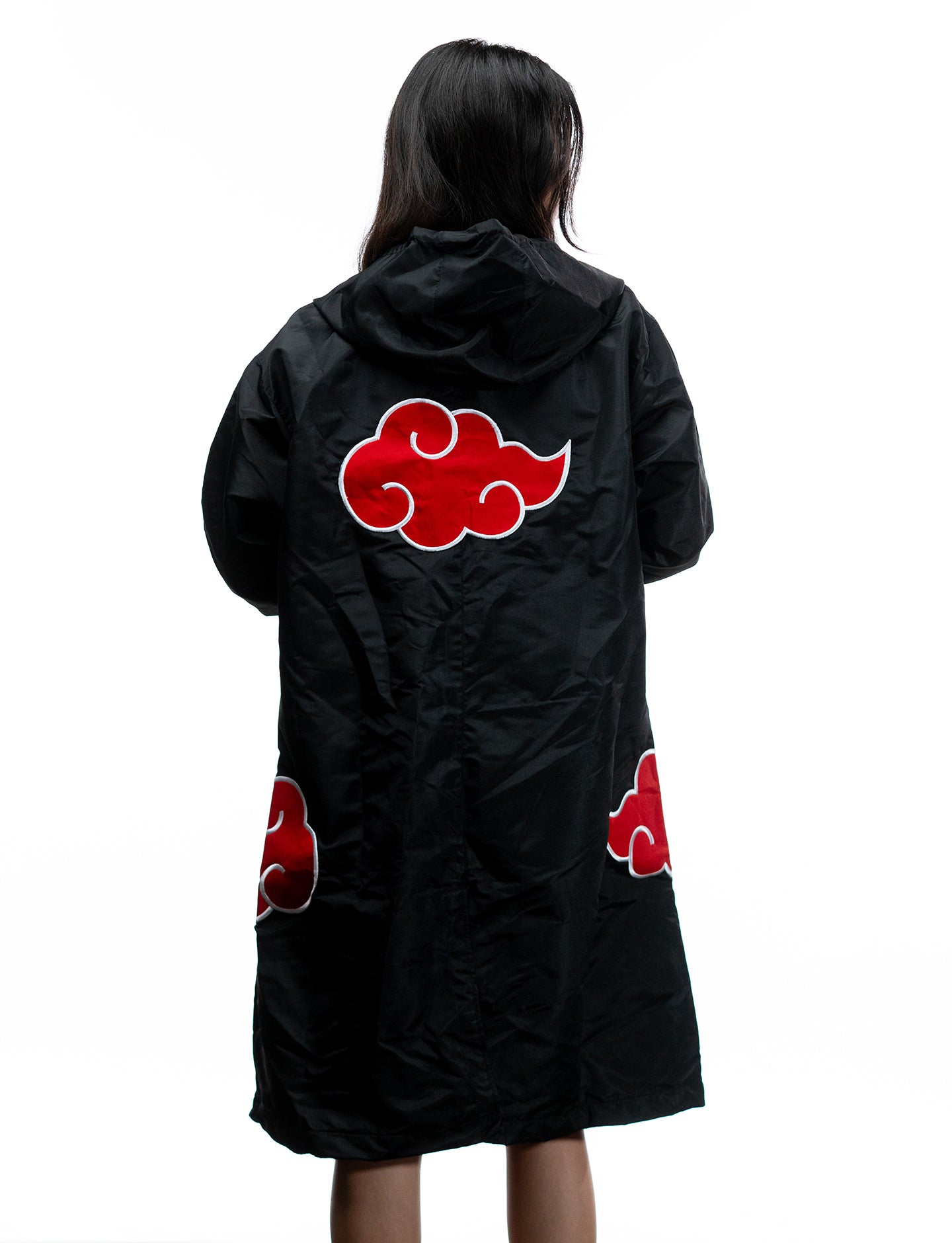 Naruto Shippuden Akatsuki cloud hooded windbreaker jacket back full view