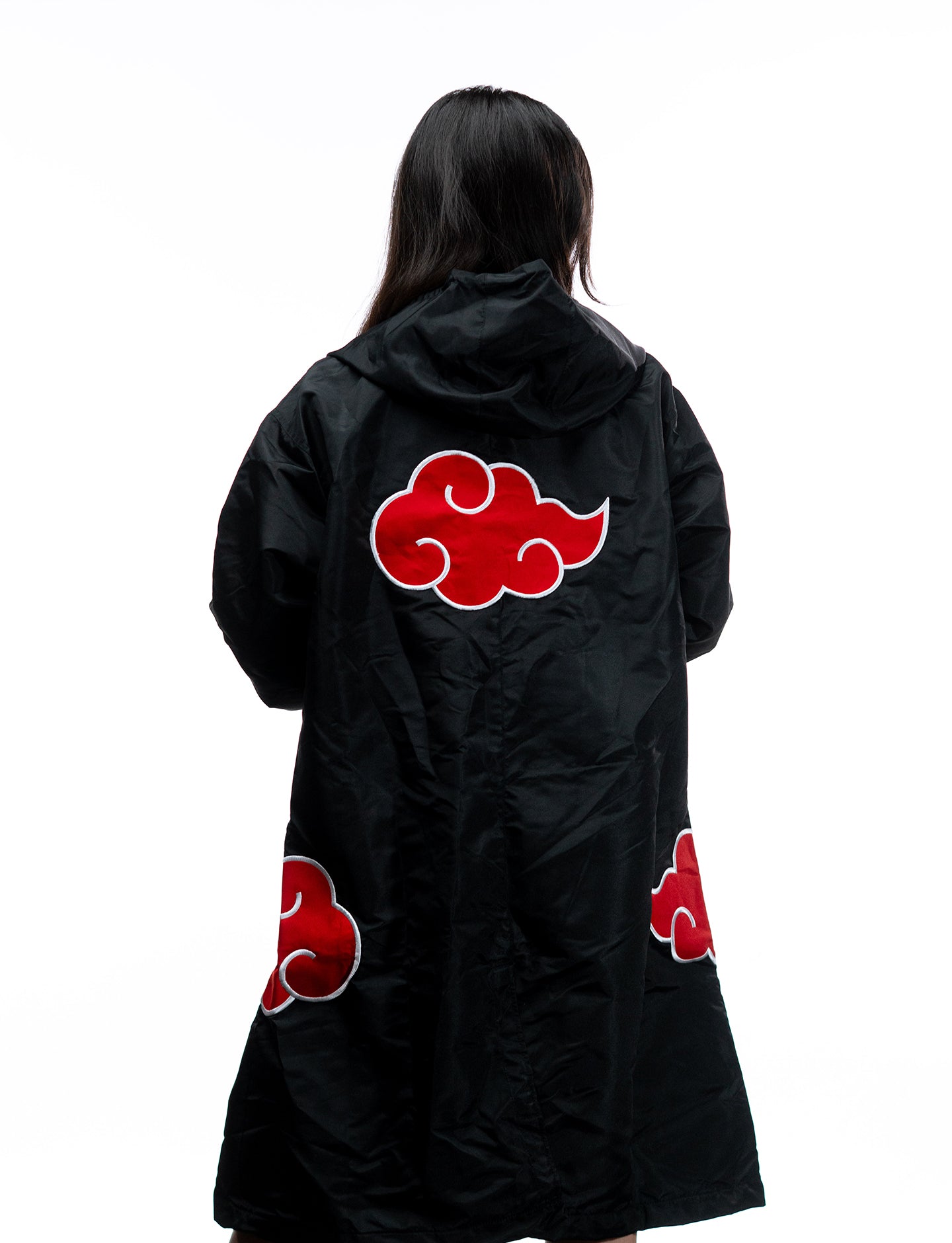 Naruto Shippuden Akatsuki cloud hooded windbreaker jacket back hood down view