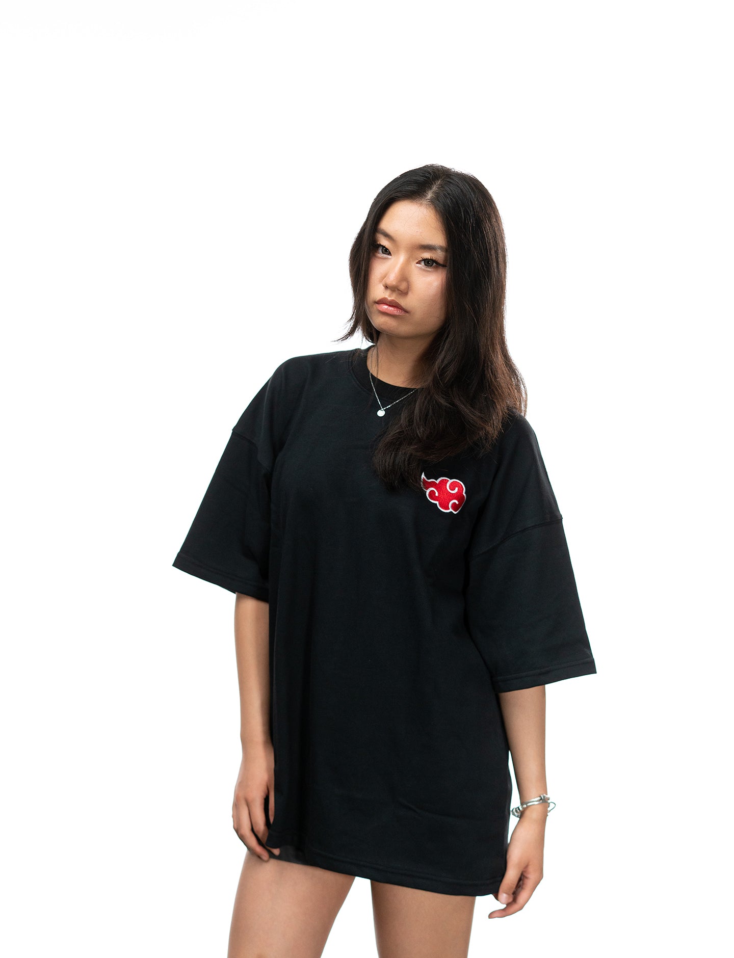 Naruto Shippuden Akatsuki embroidered cloud shirt front side angle