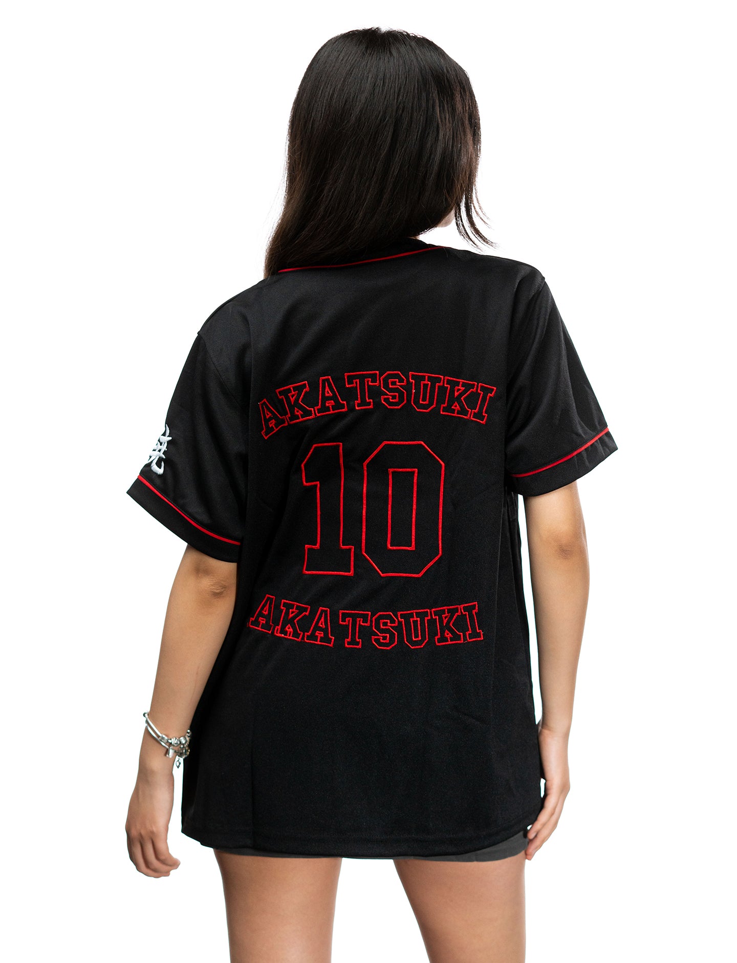 Naruto Shippuden Akatsuki red and black baseball jersey back full view