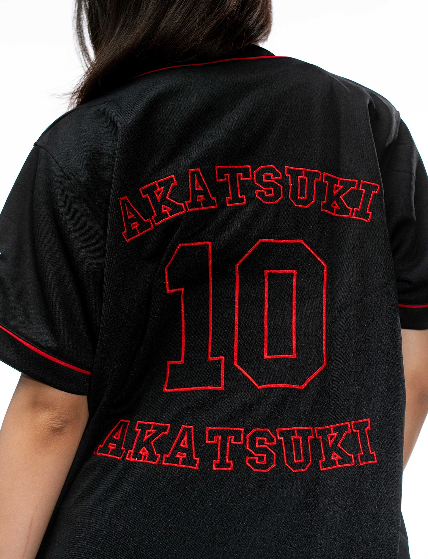 Naruto Shippuden Akatsuki red and black baseball jersey back number closeup