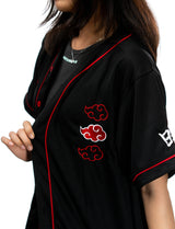 Naruto Shippuden Akatsuki red and black baseball jersey front cloud detail