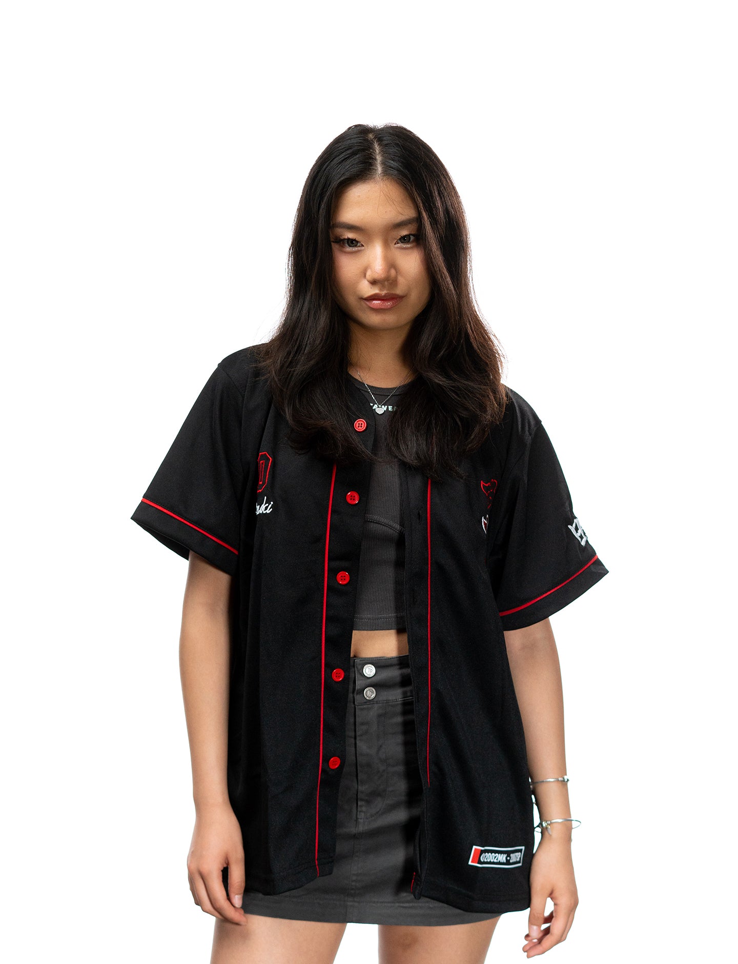 Naruto Shippuden Akatsuki red and black baseball jersey front full view