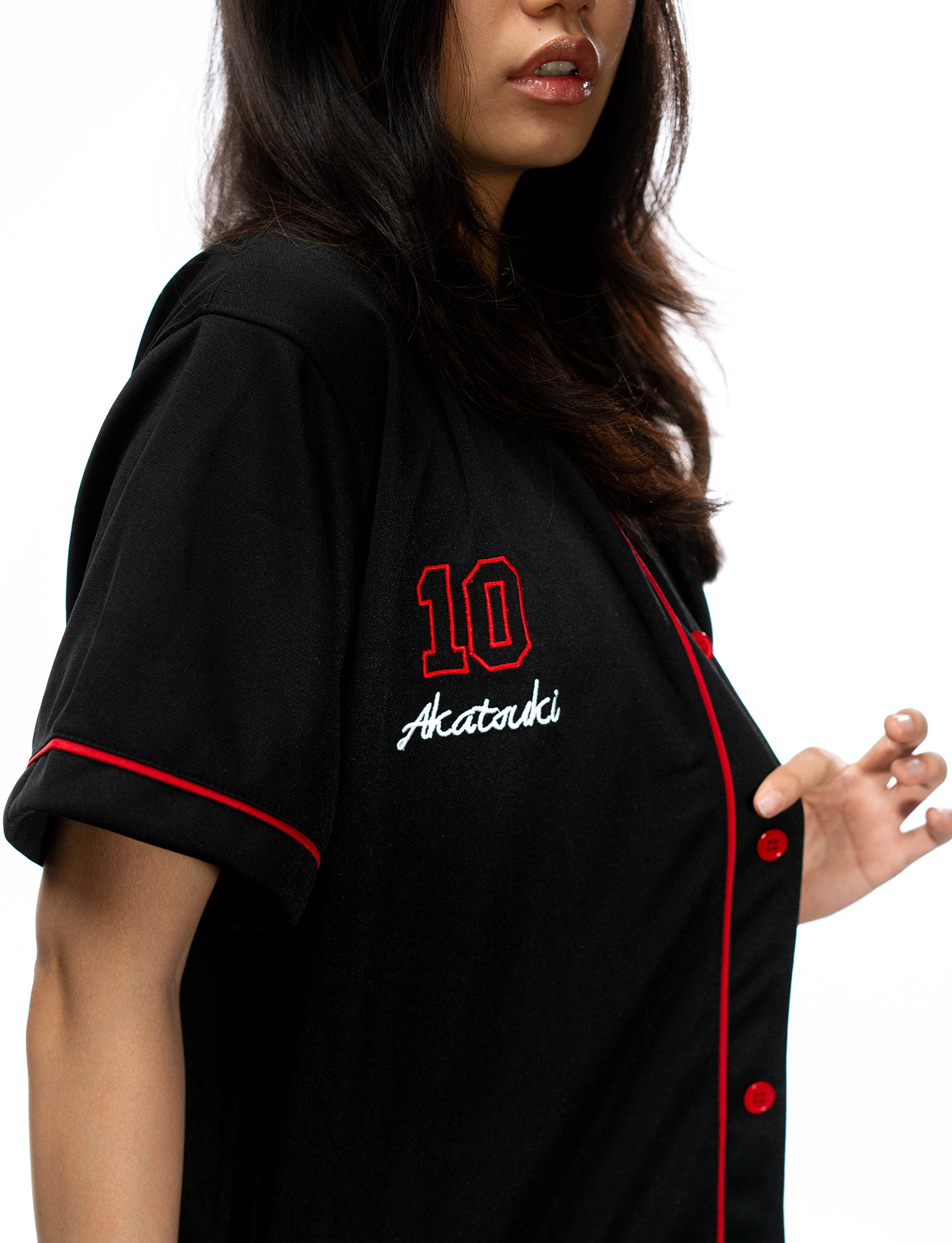 Naruto Shippuden Akatsuki red and black baseball jersey front number detail