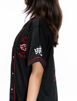 Naruto Shippuden Akatsuki red and black baseball jersey side sleeve view