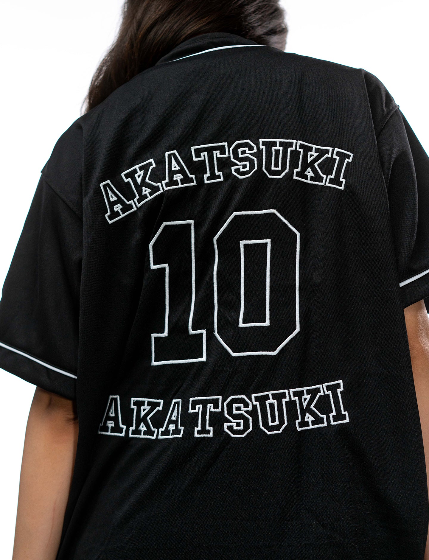Naruto Shippuden Akatsuki white and black baseball jersey back number closeup