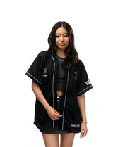 Naruto Shippuden Akatsuki white and black baseball jersey open front view