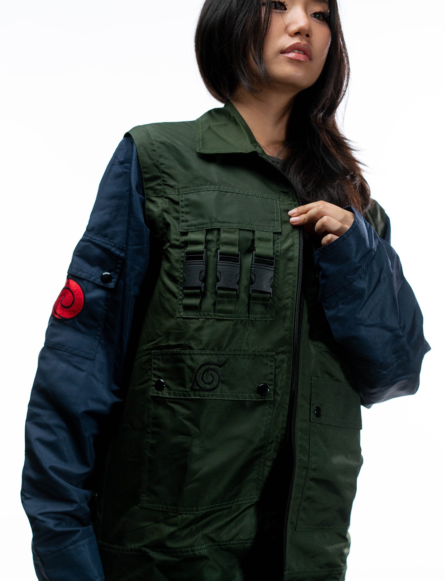 Naruto Shippuden Kakashi tactical windbreaker jacket front pocket detail