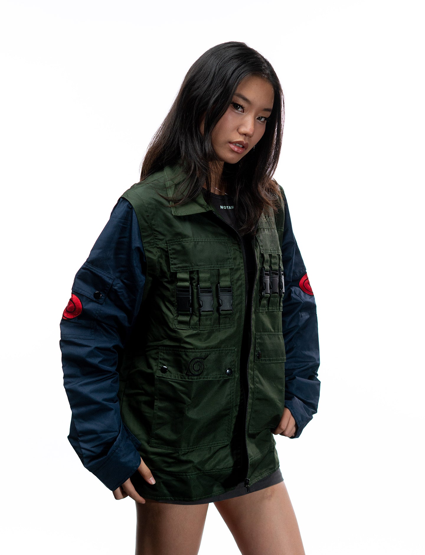 Naruto Shippuden Kakashi tactical windbreaker jacket front side view