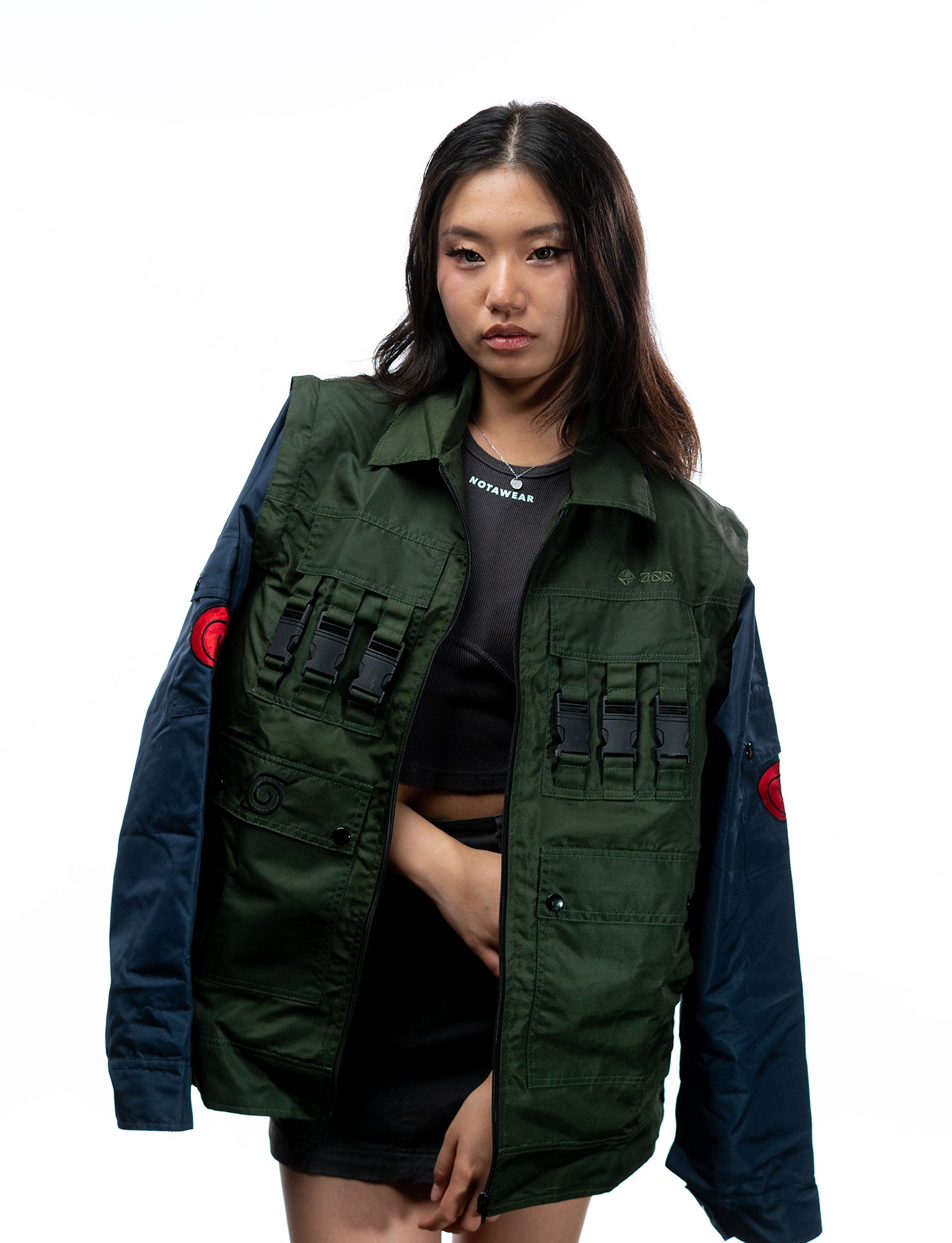 Naruto Shippuden Kakashi tactical windbreaker jacket open front view