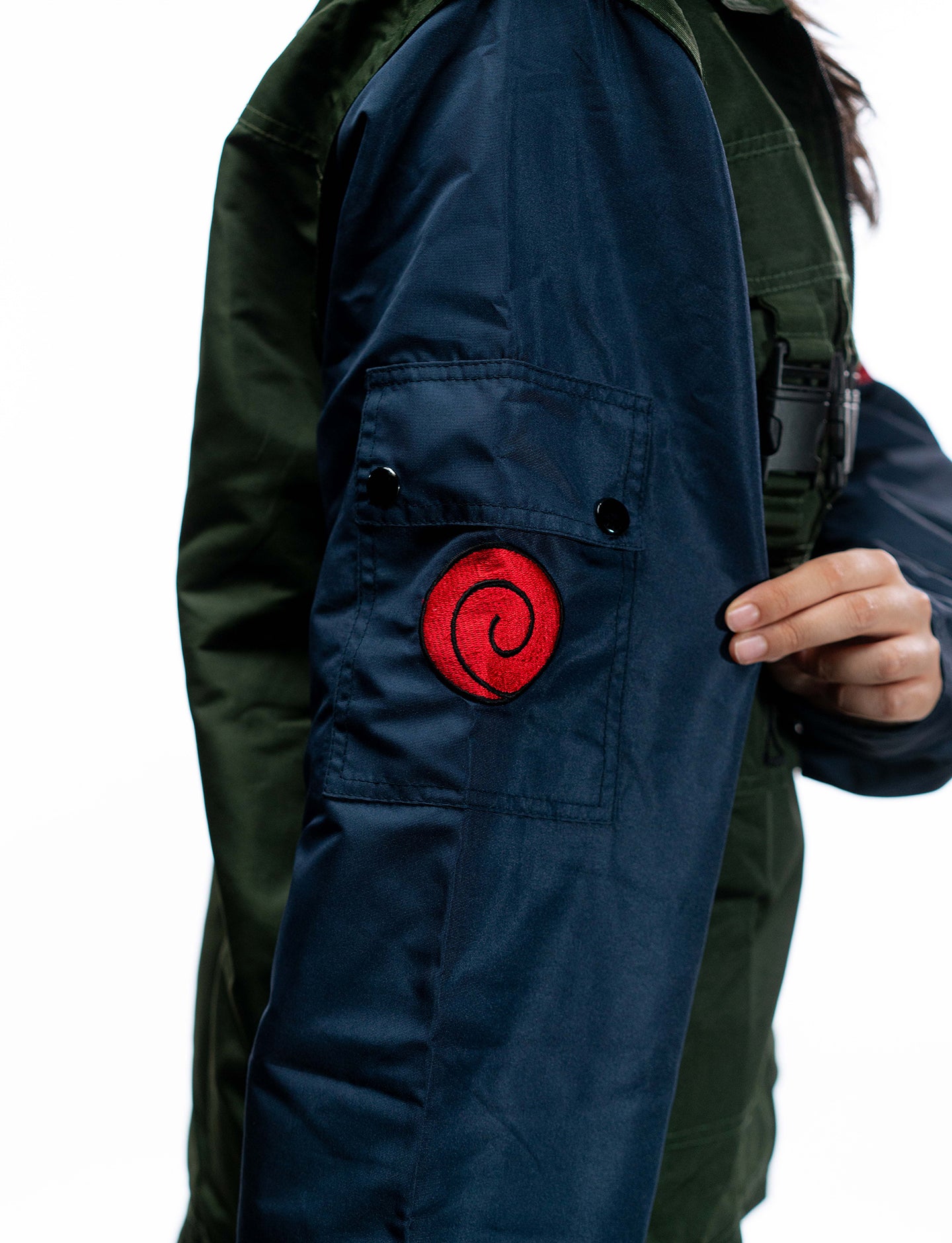 Naruto Shippuden Kakashi tactical windbreaker jacket sleeve symbol detail