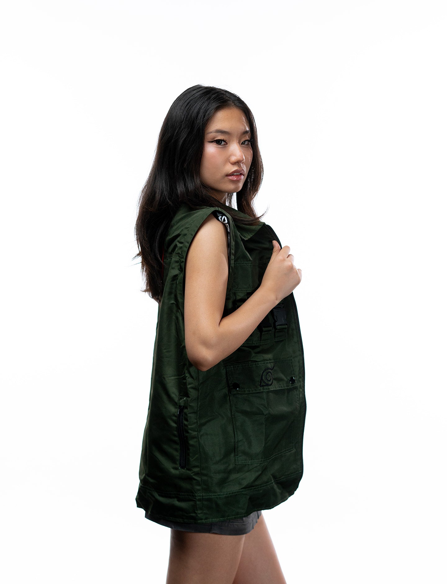 Naruto Shippuden Kakashi tactical windbreaker jacket sleeveless profile view