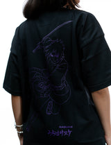 Naruto Shippuden Sasuke Uchiha purple line art oversized shirt back line art detail
