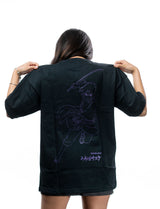 Naruto Shippuden Sasuke Uchiha purple line art oversized shirt back stretch view