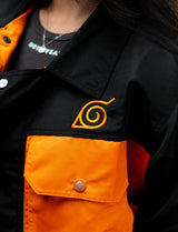 Naruto Shippuden Uzumaki orange windbreaker jacket chest symbol detail