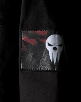 Close-up of the Lord Death mask graphic on a textured sleeve patch.