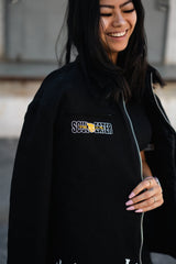 Studio lifestyle shot of the Soul Eater jacket emphasizing the oversized fit