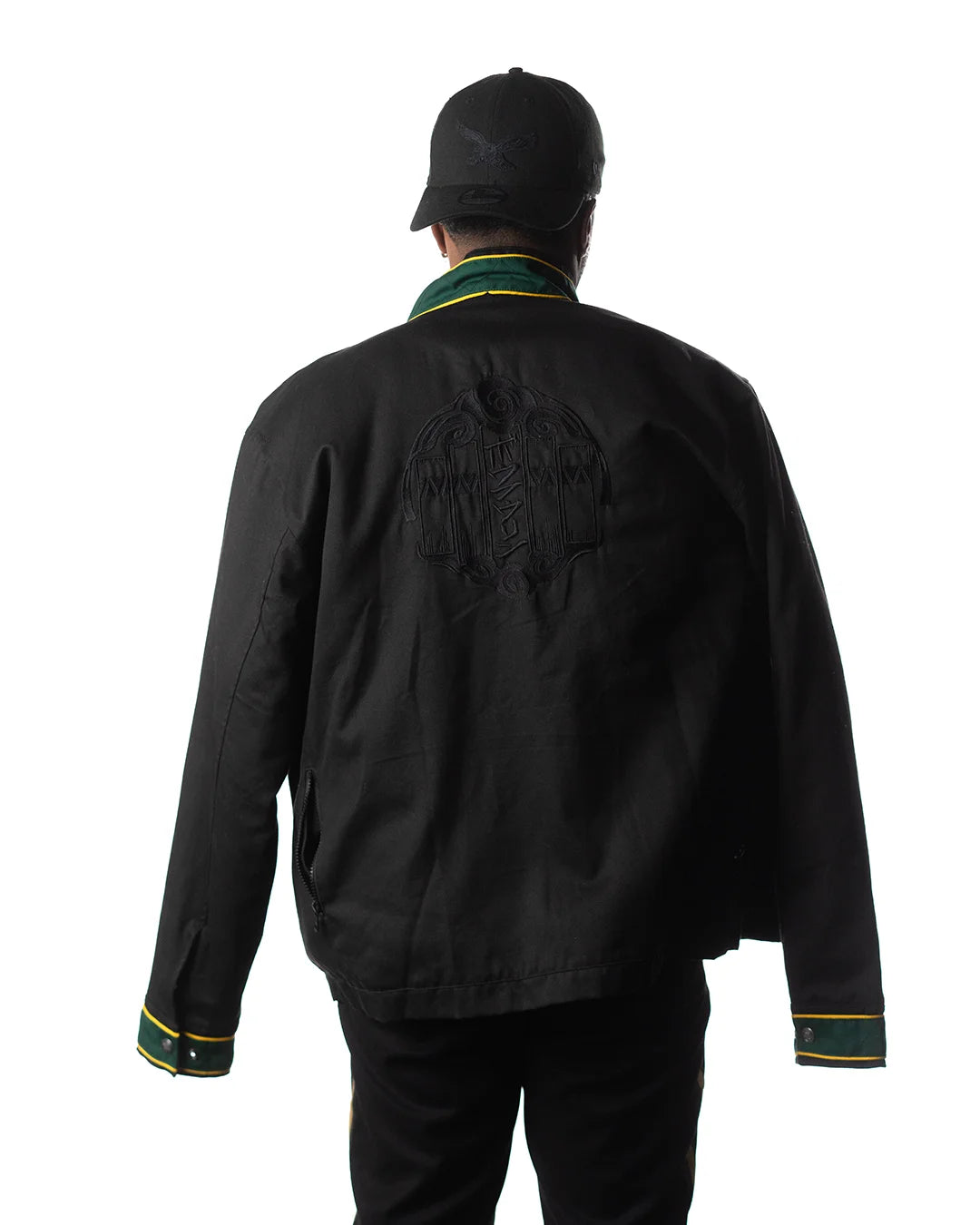 Wind Breaker bofurin black denim jacket model back full view