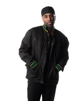 Wind Breaker bofurin black denim jacket model front hands in pockets view