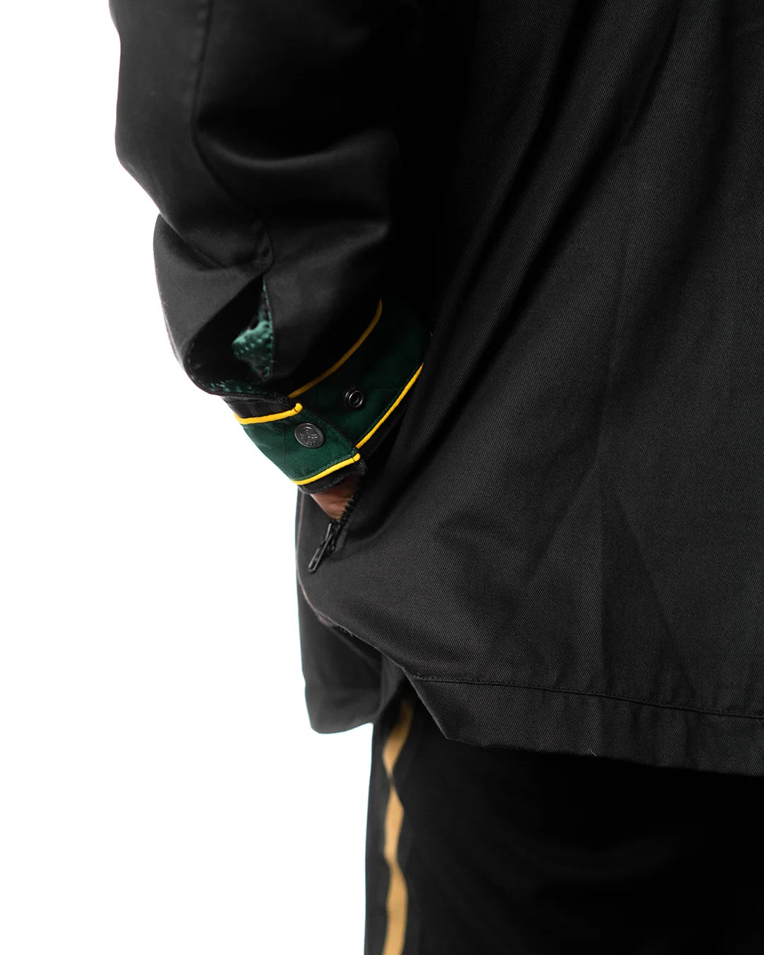 Wind Breaker bofurin black denim jacket sleeve cuff embroidery detail