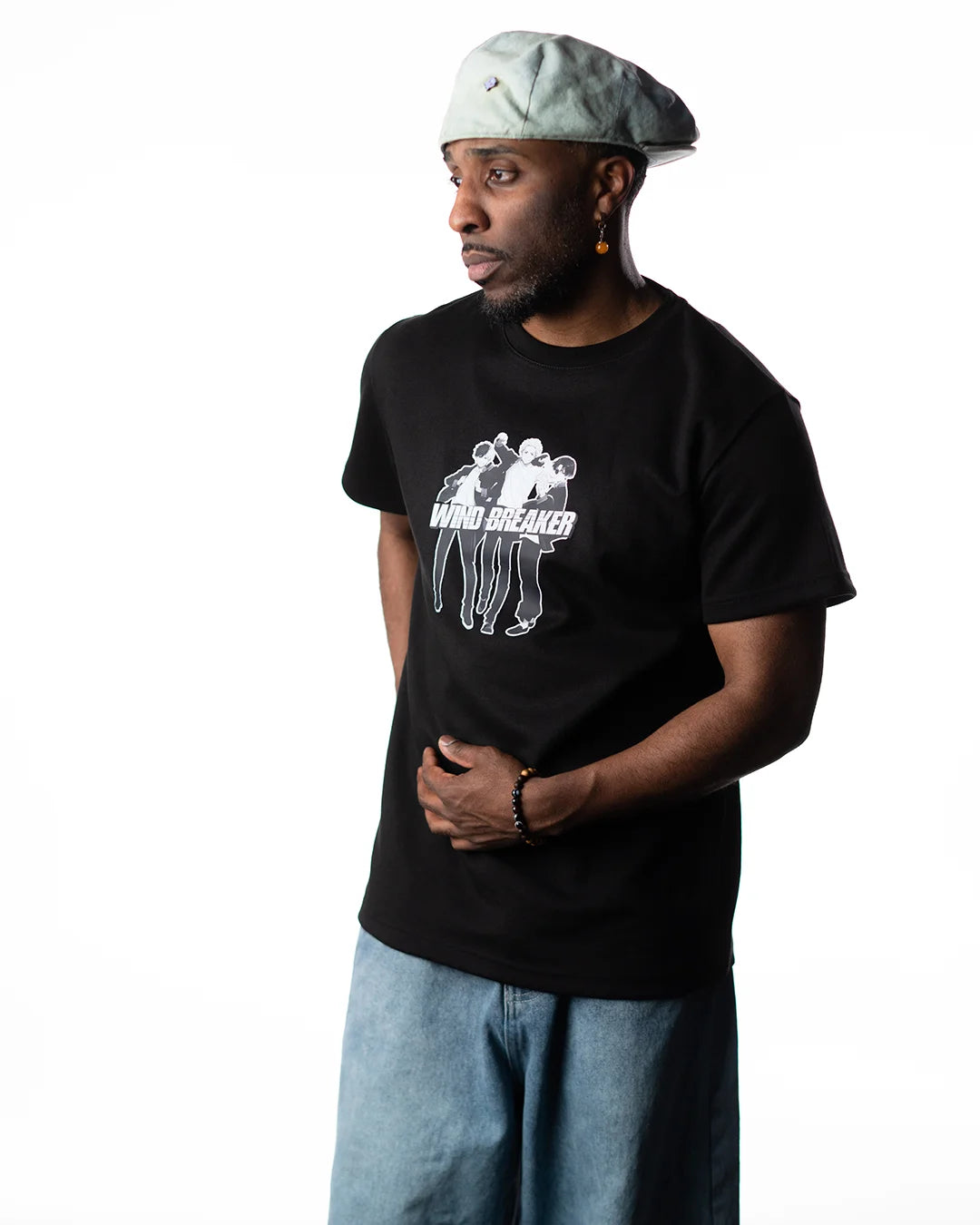 Wind Breaker bofurin group black t shirt model front full view