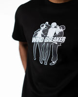 Wind Breaker bofurin group black t shirt model front graphic close up