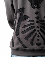 Wind Breaker keel gray skeleton hoodie lower back rib applique left angle