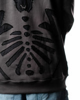 Wind Breaker keel gray skeleton hoodie lower back rib applique straight view