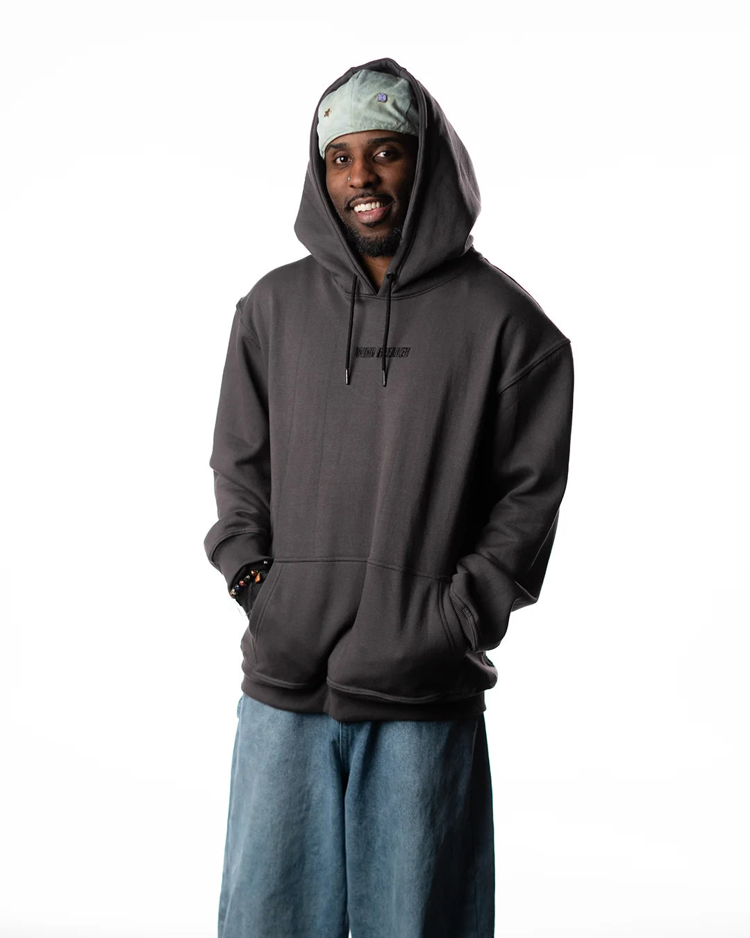 Wind Breaker keel gray skeleton hoodie model front full view
