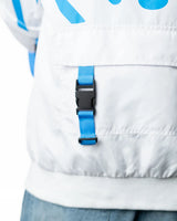 Wind Breaker keel white blue skeleton windbreaker jacket back buckle pocket detail