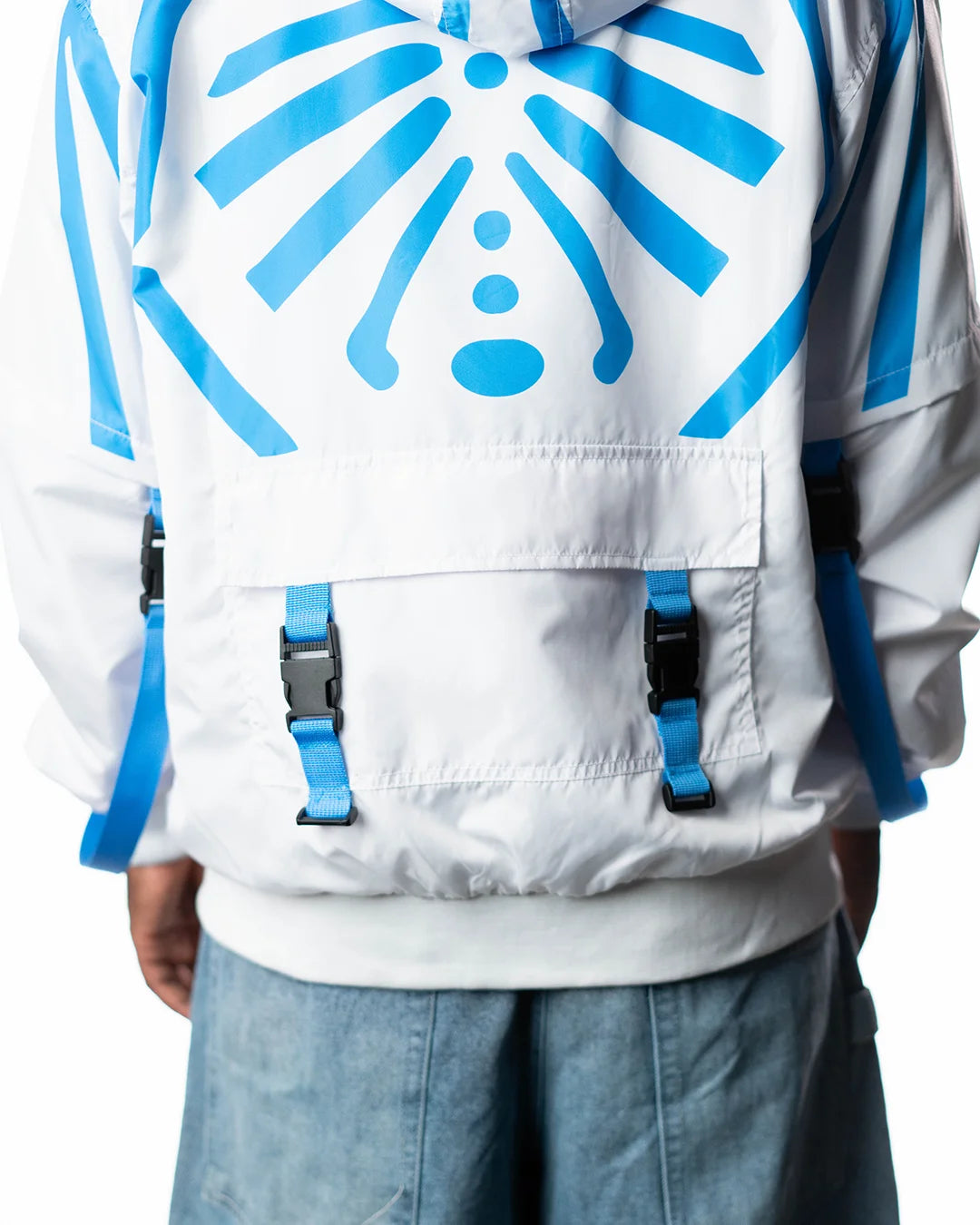 Wind Breaker keel white blue skeleton windbreaker jacket back ribcage graphic view