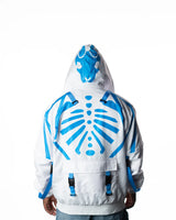 Wind Breaker keel white blue skeleton windbreaker jacket hood up back graphic view