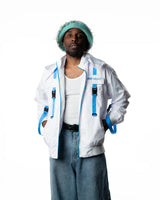Wind Breaker keel white blue skeleton windbreaker jacket model front full view