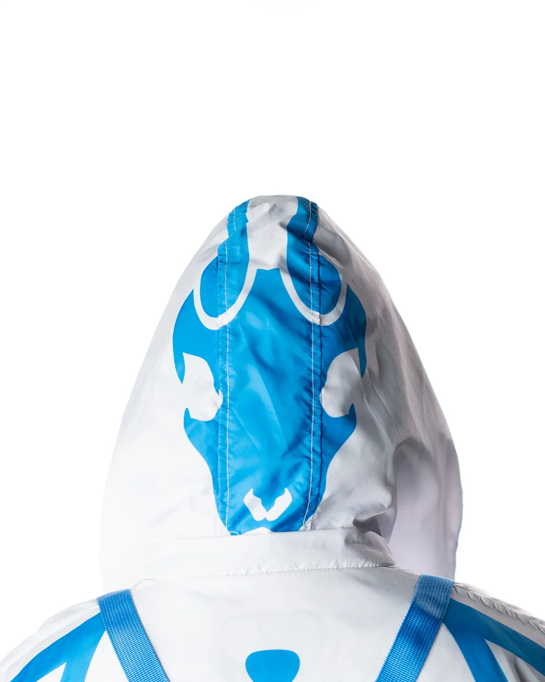 Wind Breaker keel white blue skeleton windbreaker jacket skull hood graphic close up