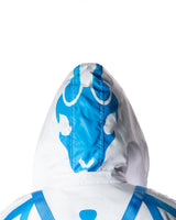 Wind Breaker keel white blue skeleton windbreaker jacket skull hood graphic close up