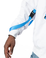Wind Breaker keel white blue skeleton windbreaker jacket sleeve stripe and cuff detail