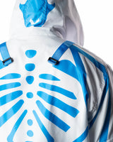 Wind Breaker keel white blue skeleton windbreaker jacket upper back skeleton close up