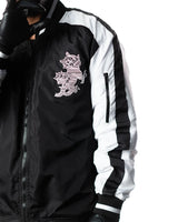 Wind Breaker shishitoren black bomber jacket side pocket and ribbed hem detail