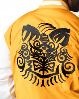 Wind Breaker shishitoren orange bomber jacket black back emblem close up