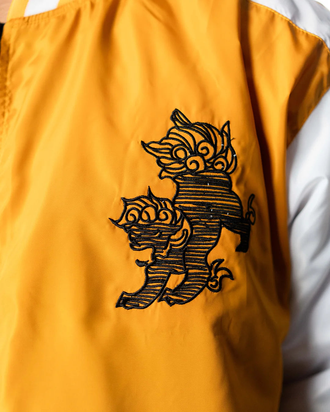 Wind Breaker shishitoren orange bomber jacket chest emblem embroidery detail